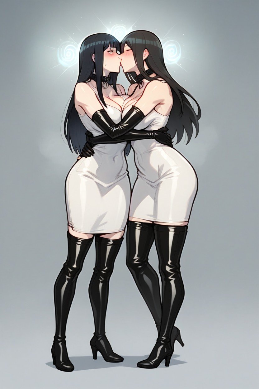 Wearing Black Leather Thigh High Boots, Leather Collar, Mind ControlPorno AI Hentai