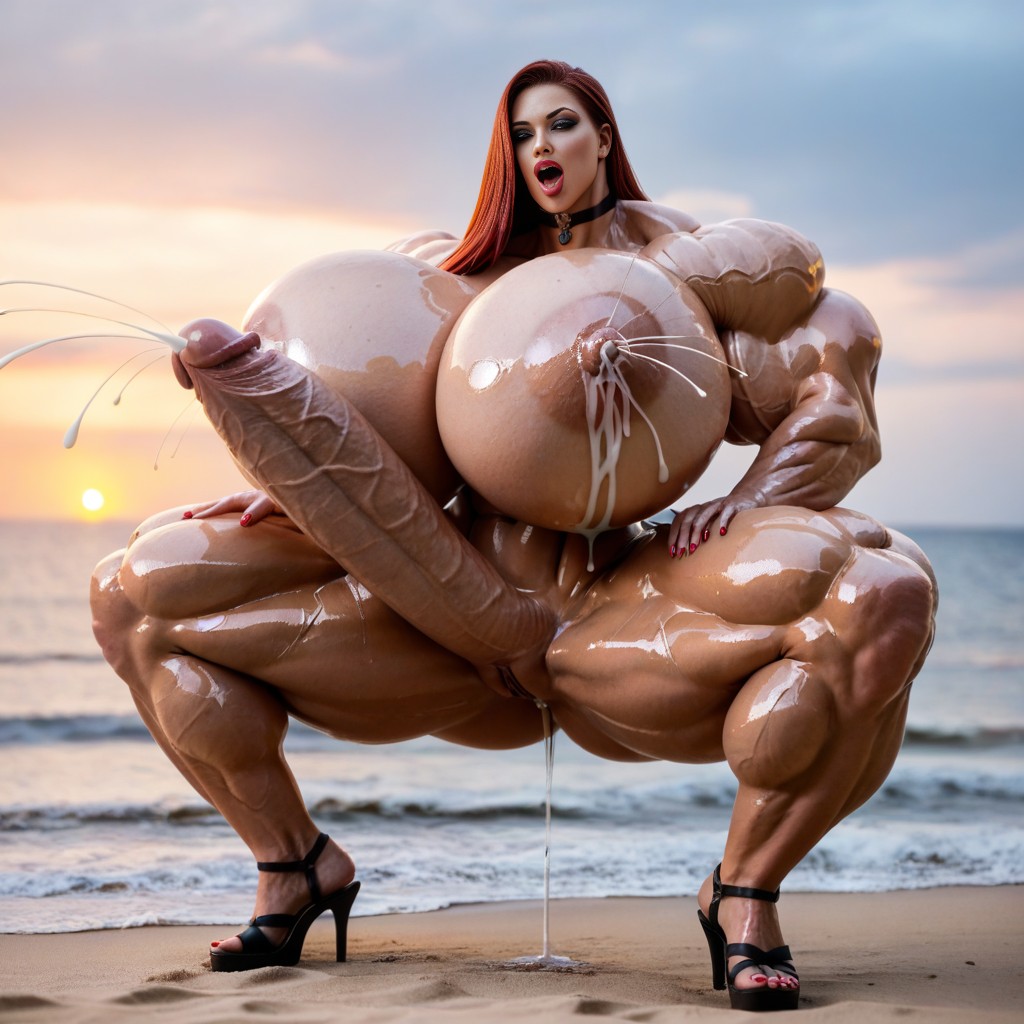 Jessica Rabbit Grips Her Meter Long Excessive Length Super Hyper Cock, Orgasm, Hyper Massive Striated Muscle AI Porn