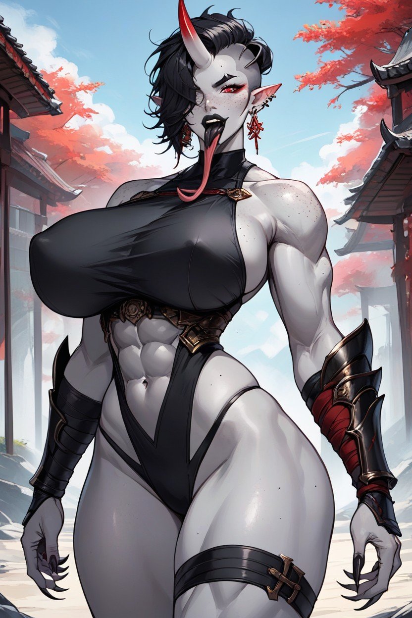 Bare Shoulders, Red And Black Clothes, Pointy EarsAI獸人黃片