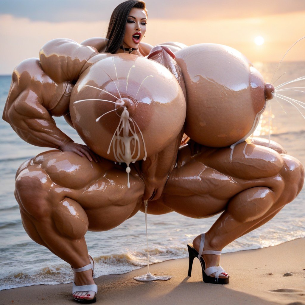 Extremely Muscular Gorgeous Sexy Hyper Striated Muscle Goddess Fbb, Realistic Beautiful Pretty Eyes And Face, Extremely Wide Thigh Gap쉬메일 AI 포르노