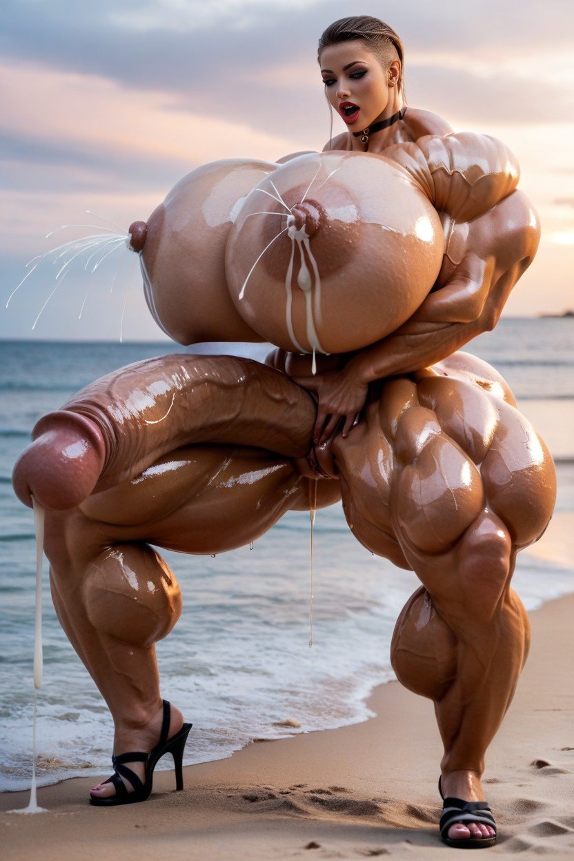 Muscular, Autofellatio, Hyper Massive Striated Muscle Furry AI Porn