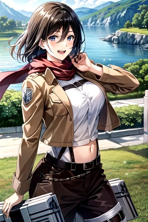 Mikasa Ackerman (attack On Titan), Cute, Side View Shemale AI Porn