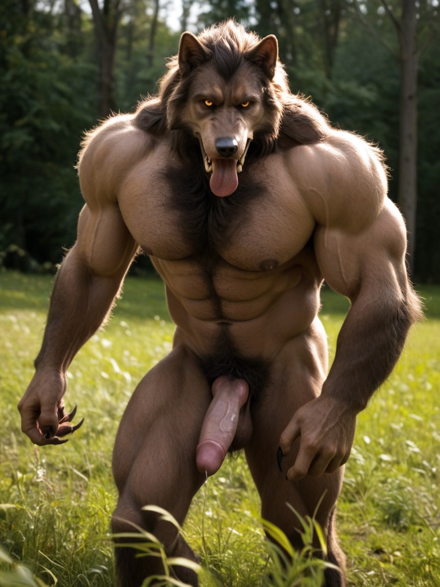 Shocked, Werewolf Anthropomorphic, Backlit AI Gay Porn