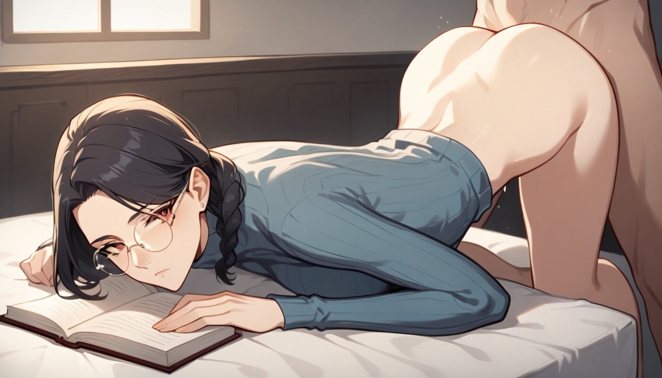 Expressionless Looking At Her Book, She Is Being Hardly Penetrated From Behind, On-all-fours Hentai AI Porn