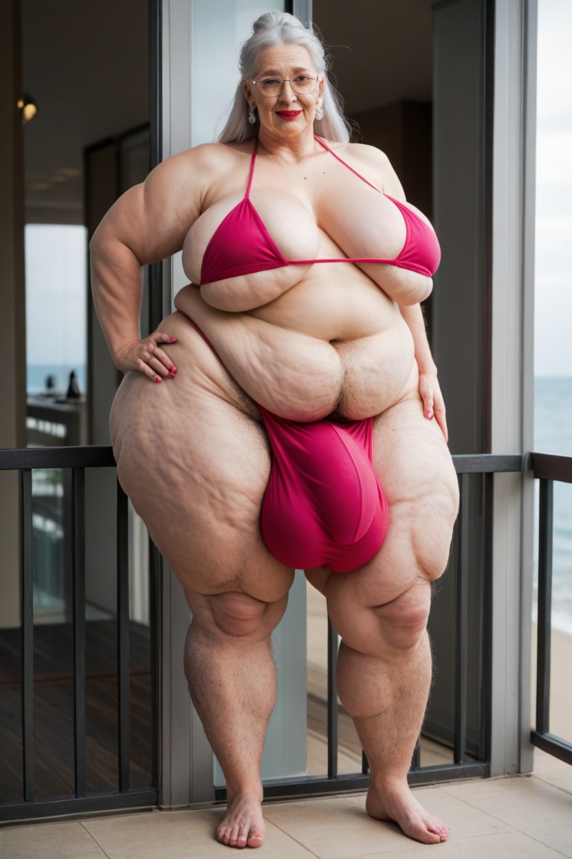 Grinning, 60+, Fat Shemale AI Porn