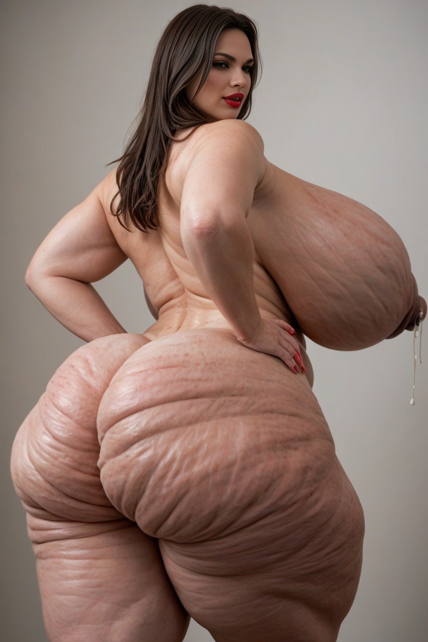 Stretch Marks On Breasts, Massive Veiny Breasts, Exaggerated Hyper Extreme Gigantic Massive Cellulite Glutes Pornografia peluda com IA