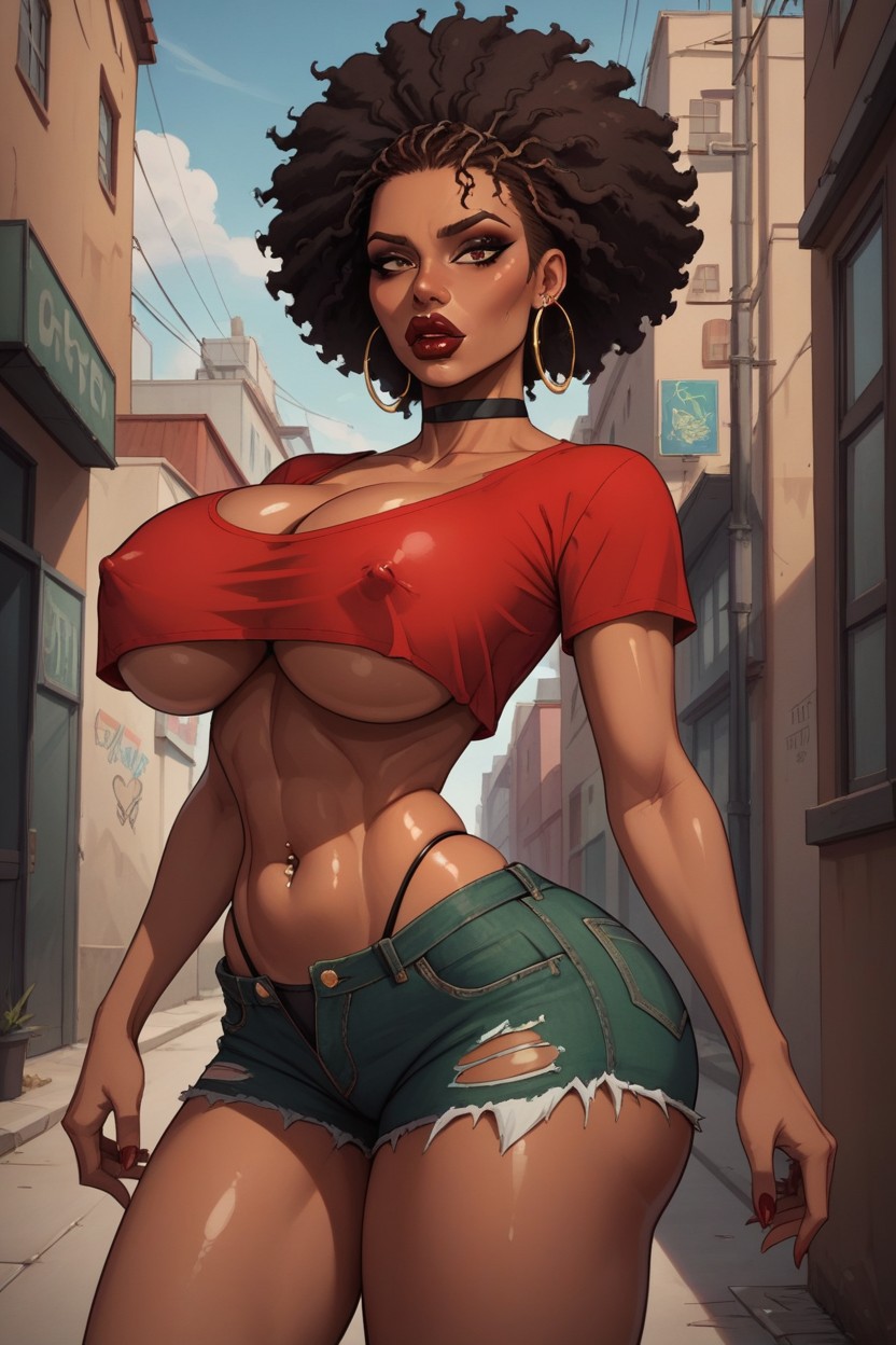 Torn Shorts, Graffiti Writings On Walls, Pleasured Look Hentai AI Porn