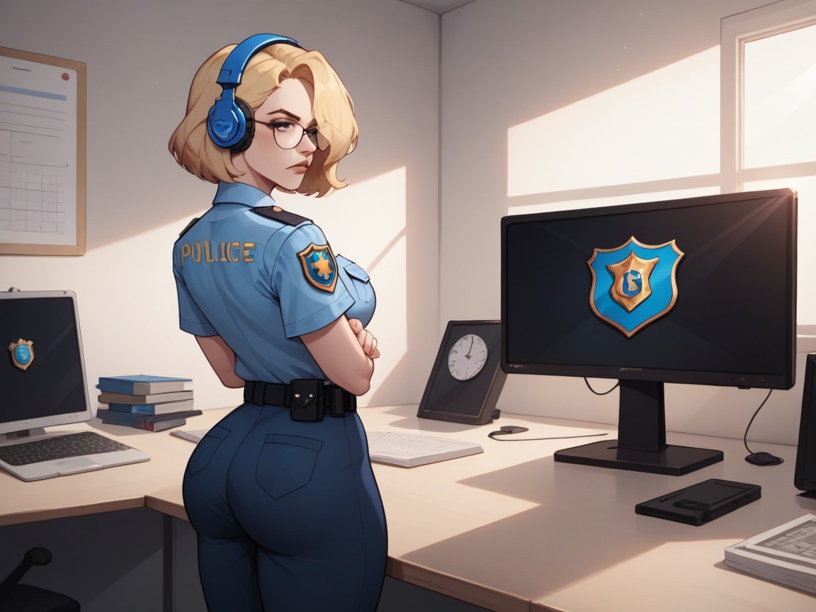 Dimly Lit, Full Thighs, Blue Headphones AI Porn