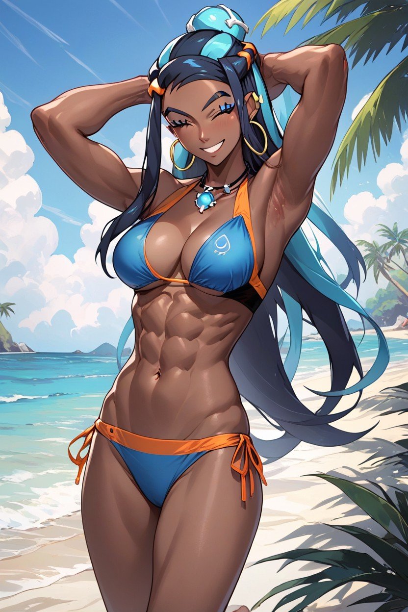 Nessa Rurina From Pokemon, Plage, Clin D'œilPorno IA Hentai