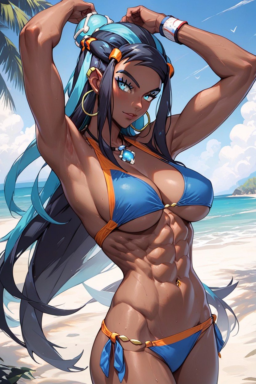 Blue Bikini, Fit, Nessa Rurina From Pokemon Hentai AI Porn