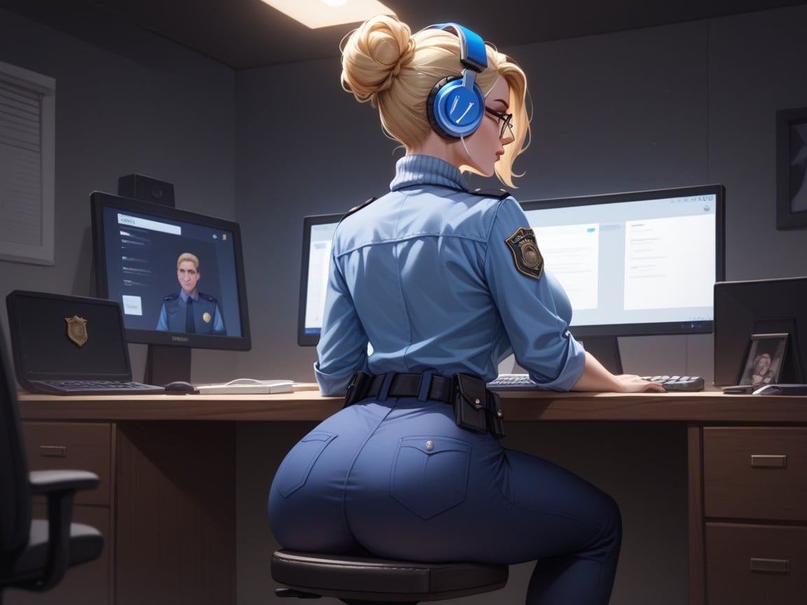 Blue Headphones, Rounded Breast, Snatched Waist Hentai AI Porn