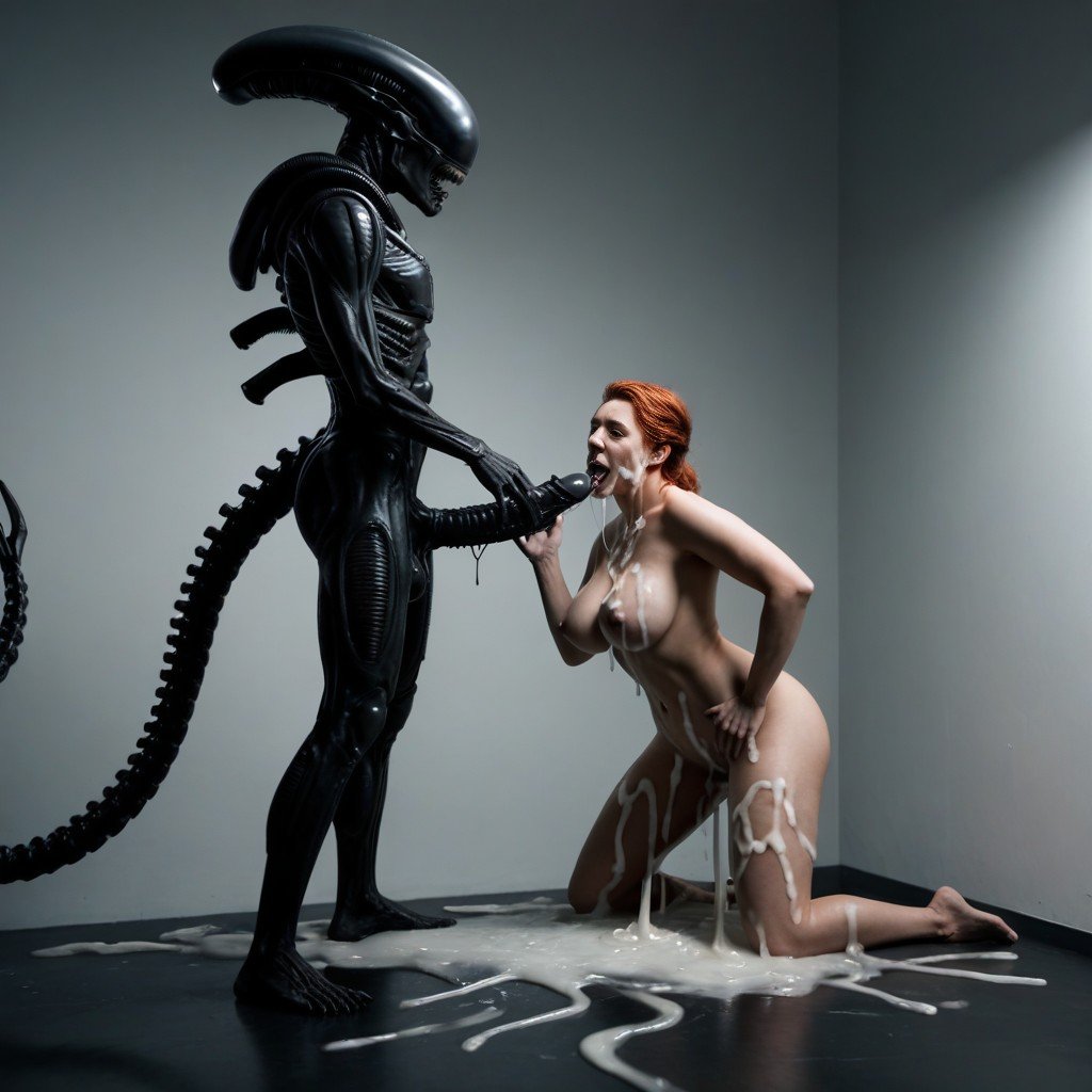 Large Scary Xenomorph, Spaceship, Xenomorph Black Tongue Shemale AI Porn