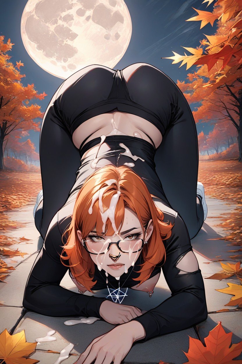 Orange Hair, Black Tight Top, Rounded Ass Furry AI Porn