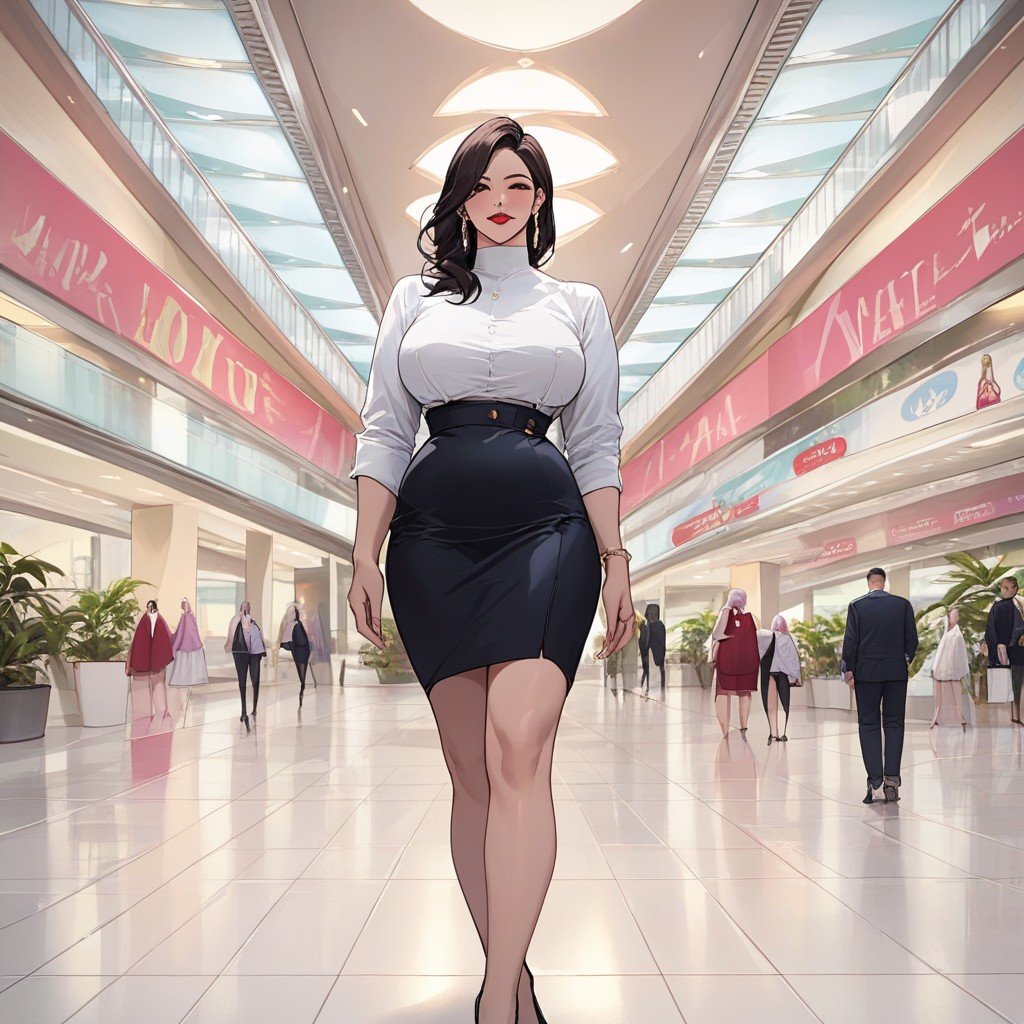 Medium Sized Breasts, Skirts And Dresses, Walking Around The MallファーリーAIポルノ