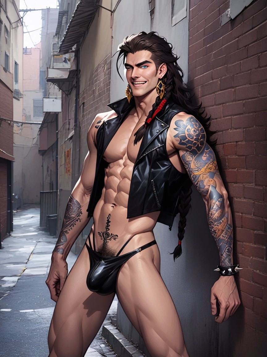 Solo, Southern European, In An Alley AI Gay Porn
