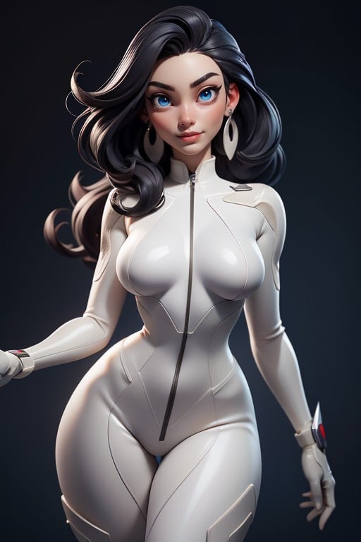 White Latex Bodysuit, Correct Body Proportions, White Leather GlovesAIポルノ