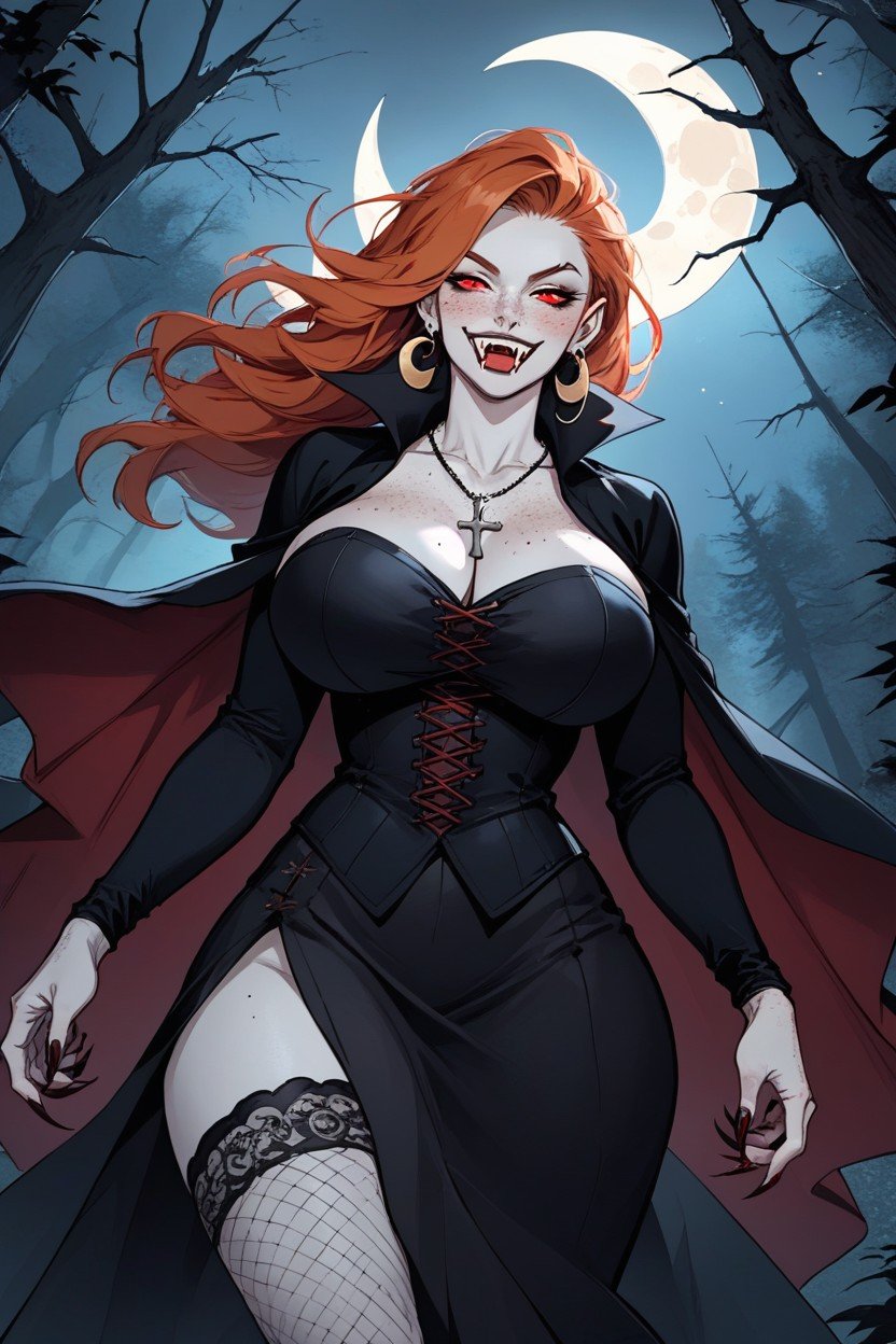 Fishnet Stockings, Vampire, Massive BreastsPorno IA Hentai