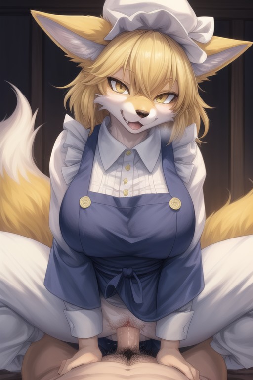 Yellow Hair, Indigo Apron, DelantalPorno AI Furry