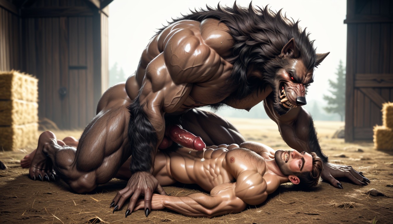 Mythical Monster, Hairy Chest And Abdominal Muscles, Thick Brown Pubic Hair AI Gay Porn