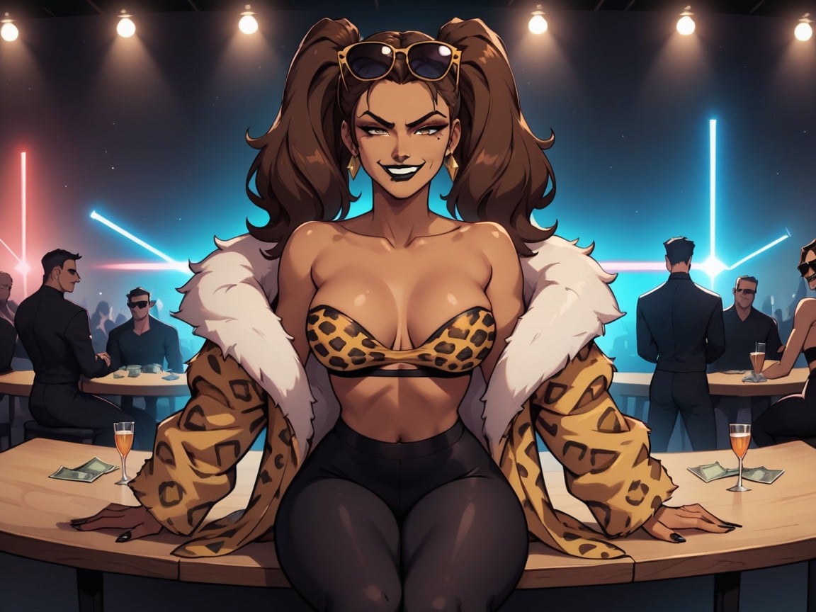 Smug Expression, Grinning, Dark Skin Brown AI Porn