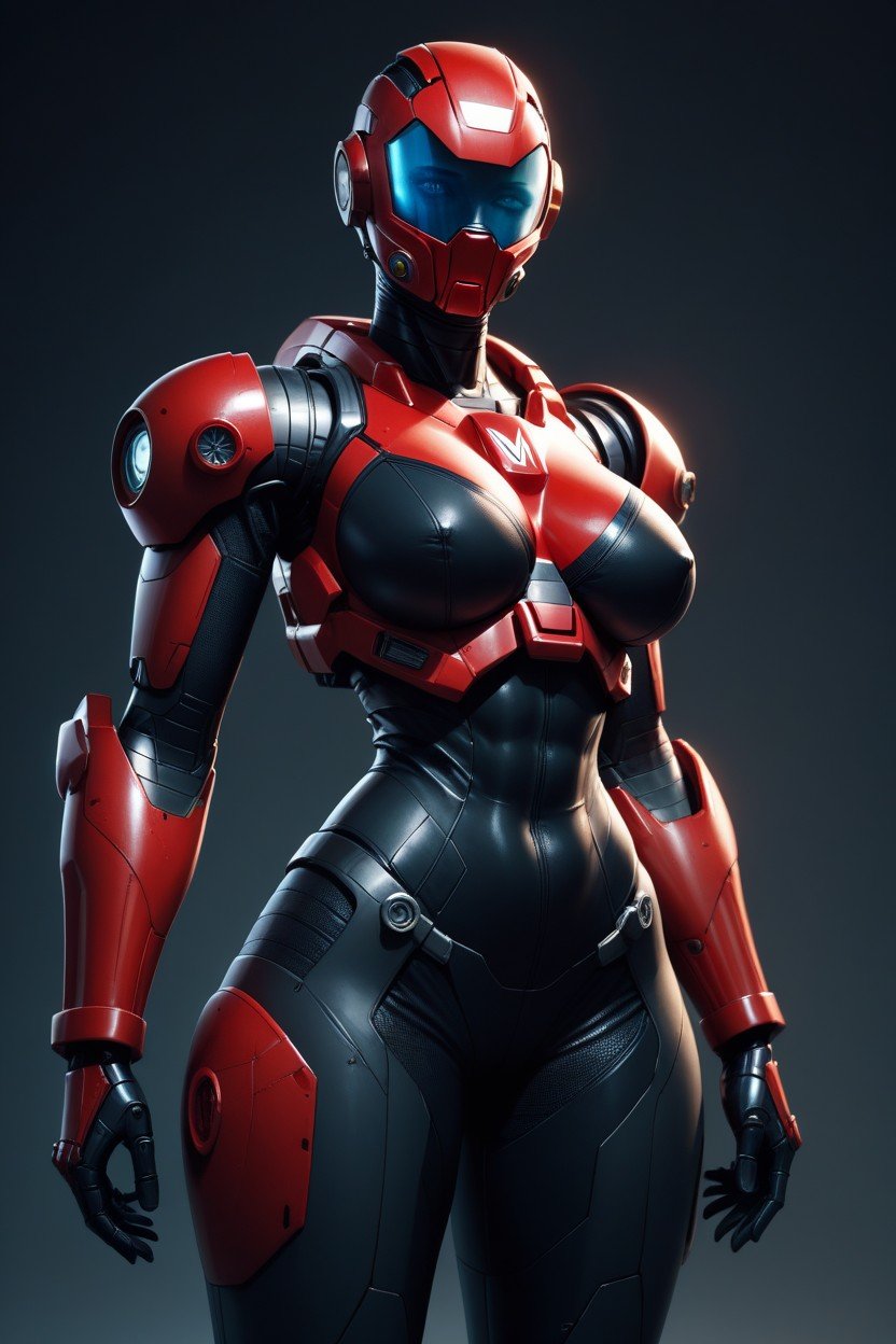 Breasts Exposed, Female Iron Man Suit, Mechanical Attached Dildo AI Porn