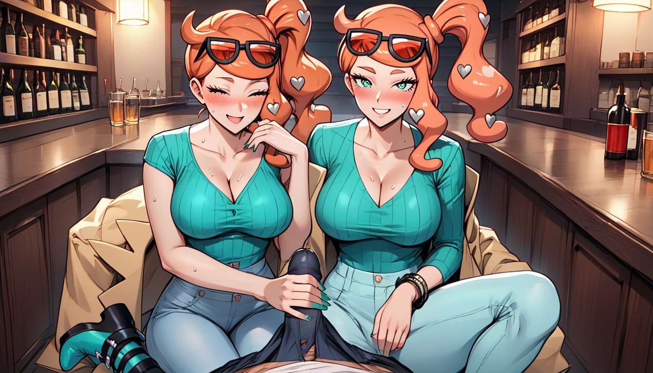 Sonia Pokemon, Hand Under Counter, Side Ponytail Hentai IA pornografia