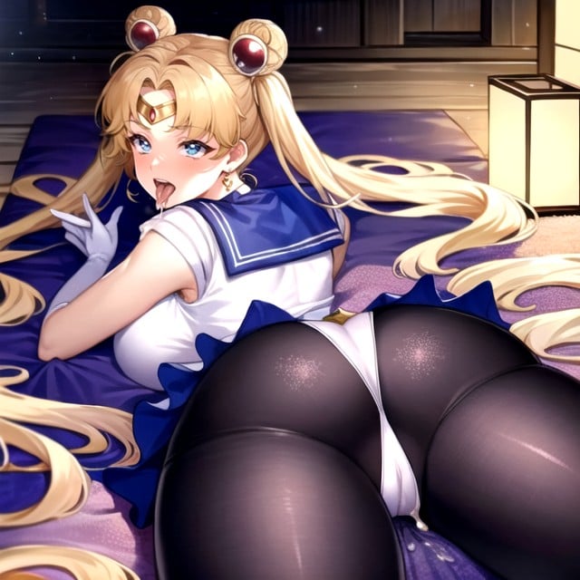 Muscular, Sailor Moon, Laying Down (from Behind) Shemale AI Porn