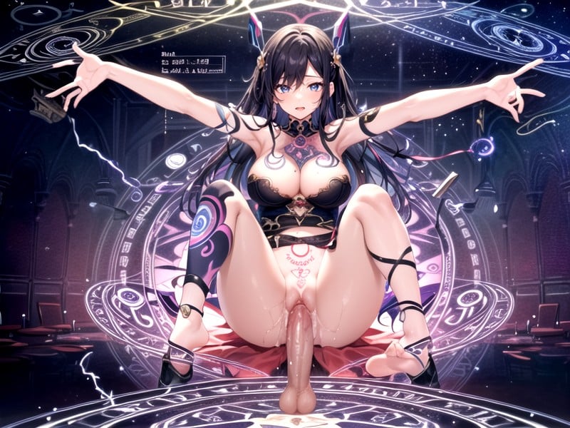 Electric Circuit Pattern, Magic Spell Circle, Uncensored Hentai IA pornografia