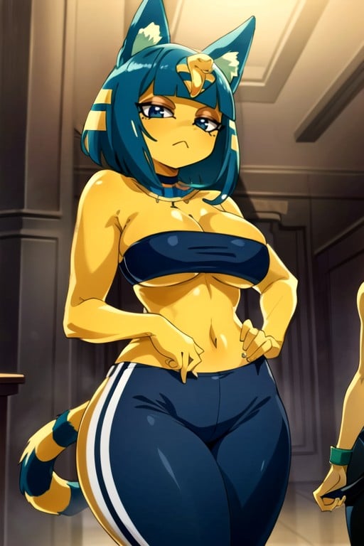 2 People, Detailed Screencap, Ankha (animal Crossing) Hentai AI Porn