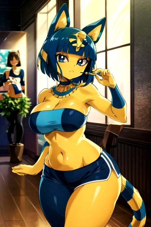 Sporty Shorts, Ankha (animal Crossing), Strapless Top Shemale AI Porn