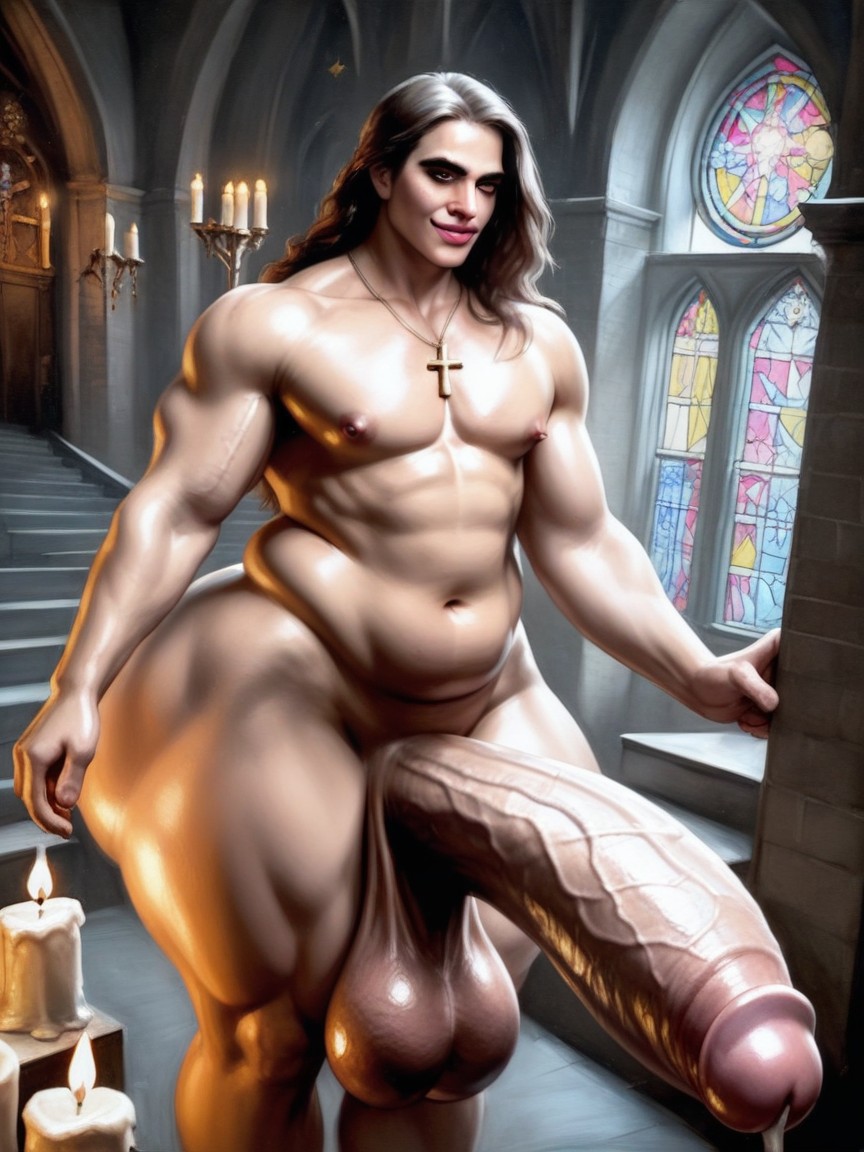 Extremely Large Ass, Oiled Skin, Hyper Penis Length AI Gay Porn