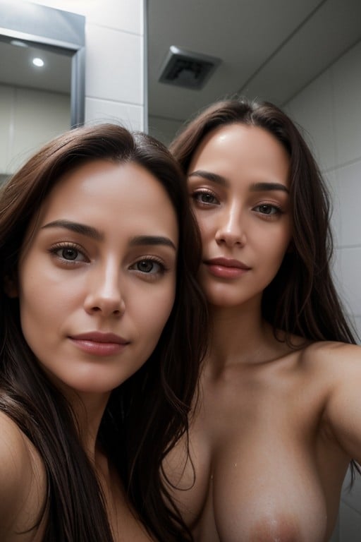 2 Pessoas, Cabine De Banheiro, Selfie Pornografia asiática com IA