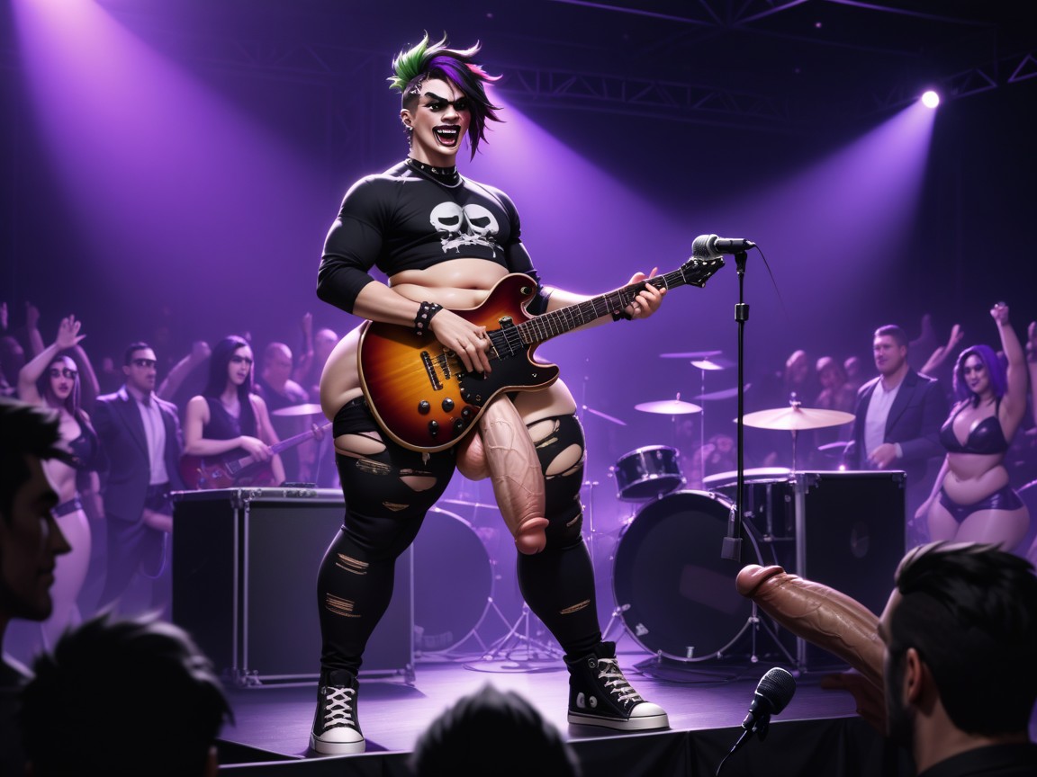 Screaming Into Microphone, Punk Clothes, Thick Penis AI Gay Porn