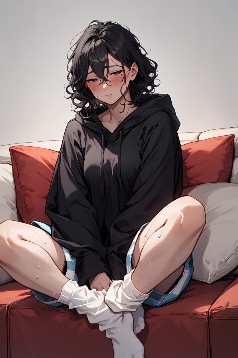 Sleepy Eyes, Blush, Black Hair Хентай AI порно