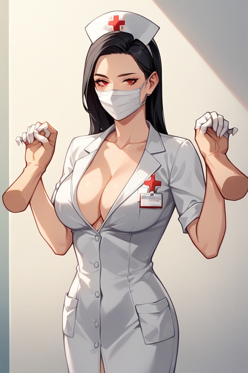 Resting Against The Wall With Her Back, Expression, Nurse人妖AI色情