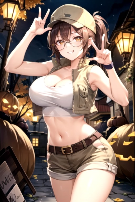 Fio Germimetal Slugsexy Pose Halloween With Glasses, Italian Pumpkin Night, 眨眼人妖AI色情