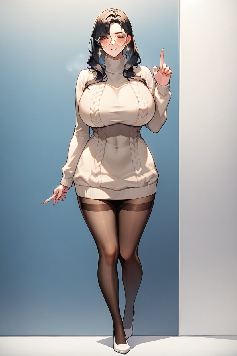 处女毛衣, Round Glasses, 巨乳AI黃片