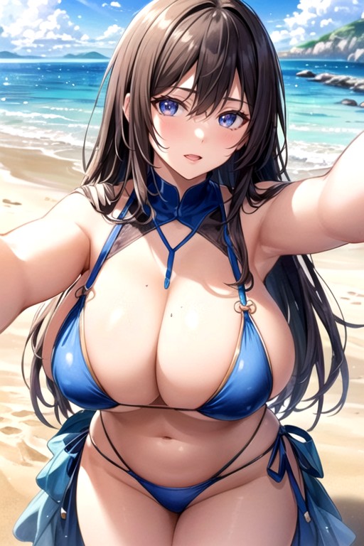 Bikini, Playa, Pechos MasivosPorno AI Hentai