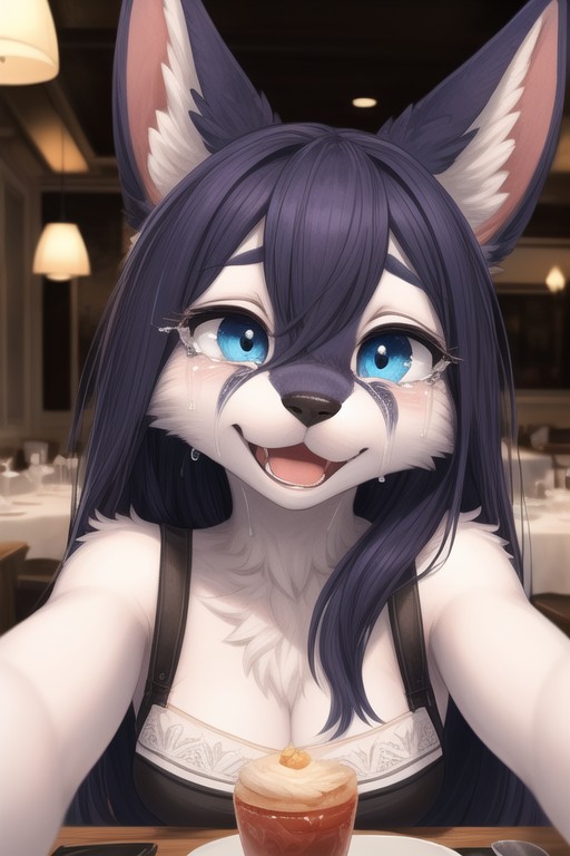 Vue De Face, Yeux Bleus, RestaurantPorno IA Furry