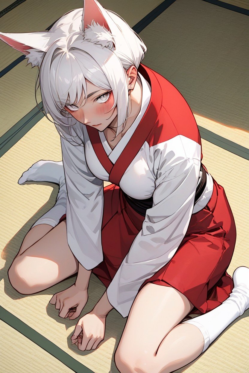 De Cima Para Baixo, Red Skirt, Fox Ears Hentai IA pornografia