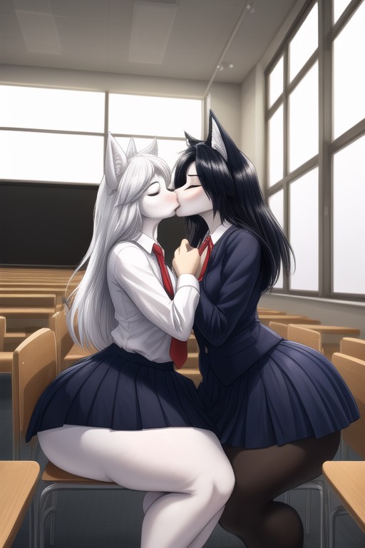 Teacher, Wolf, Girls Kissing Furry AI Porn