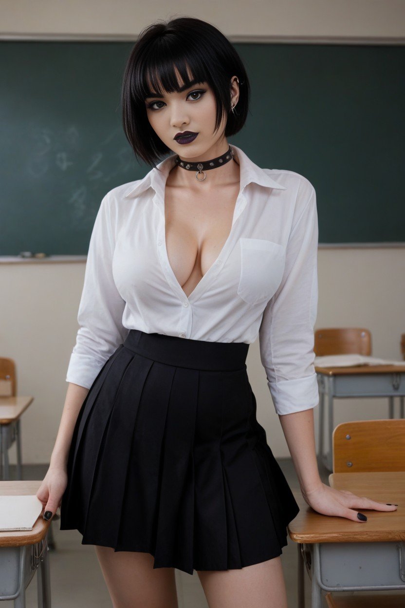 Full Body, White Shirt, Japanese School Uniform퍼리 AI 포르노