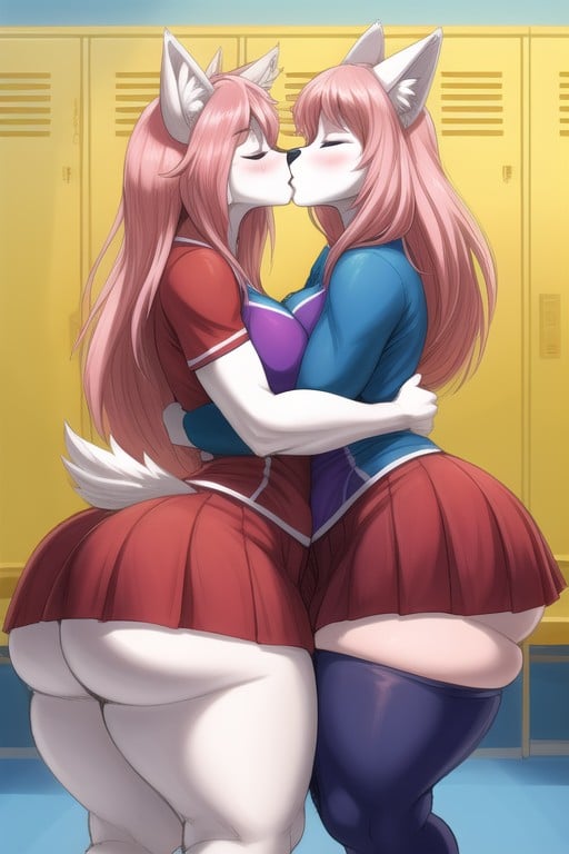 Locker Room, Cheerleader, Pink Hair Furry AI Porn