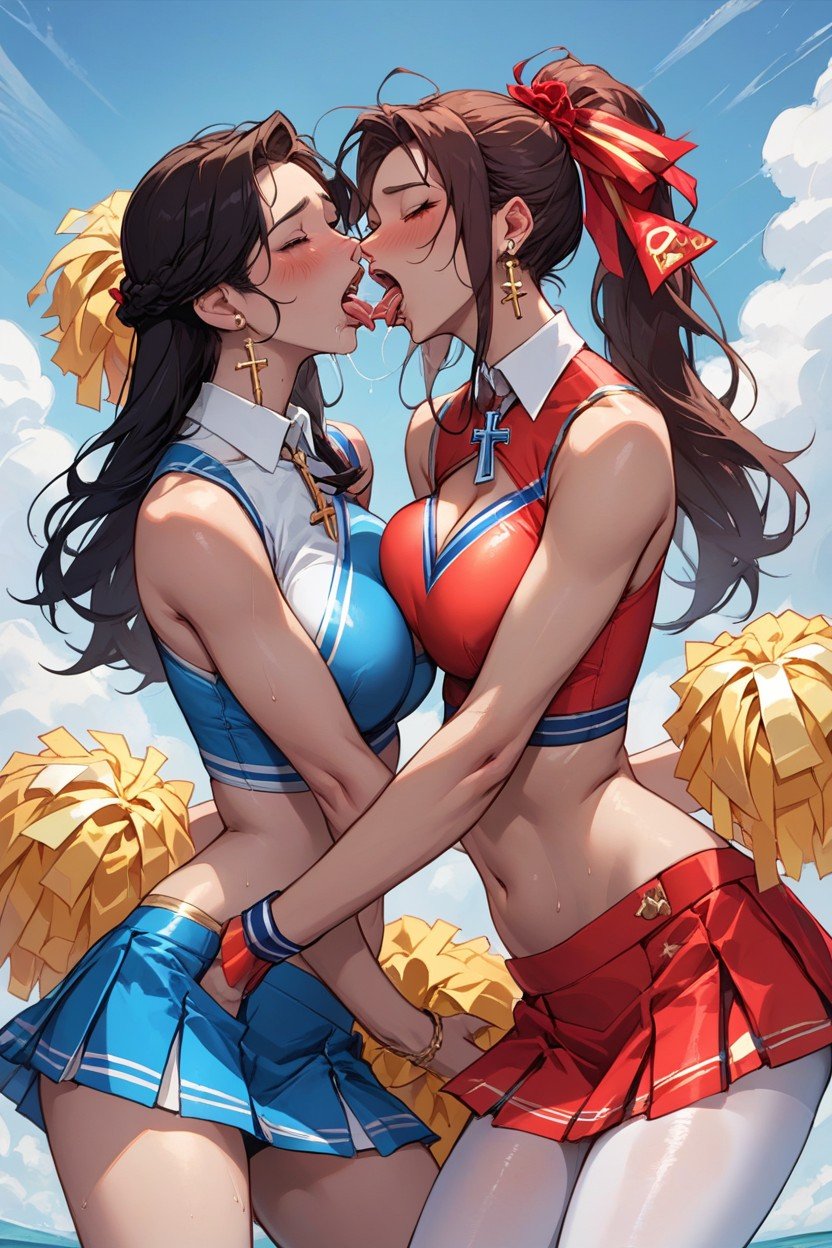 Teacher, Cheerleader, Lesbian Kissing Furry AI Porn