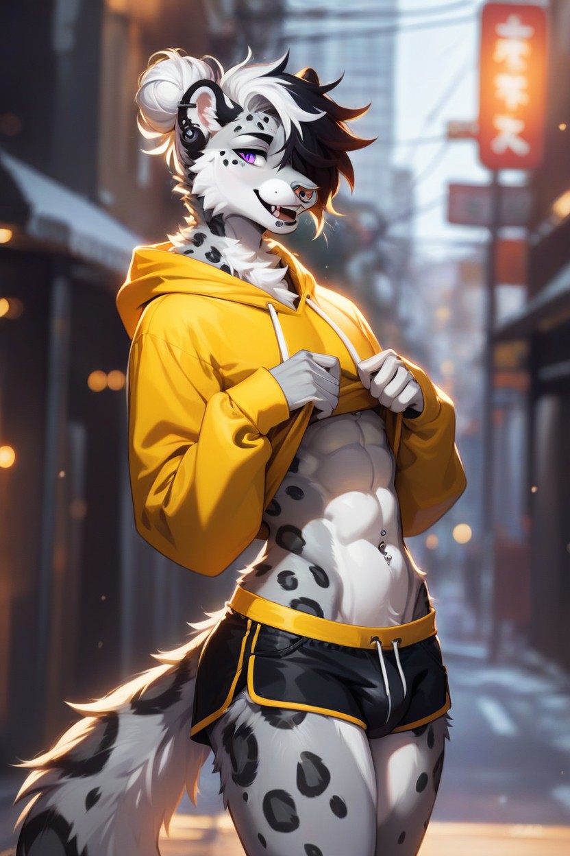 Nose Piercing, Shorts, Street Furry AI Porn