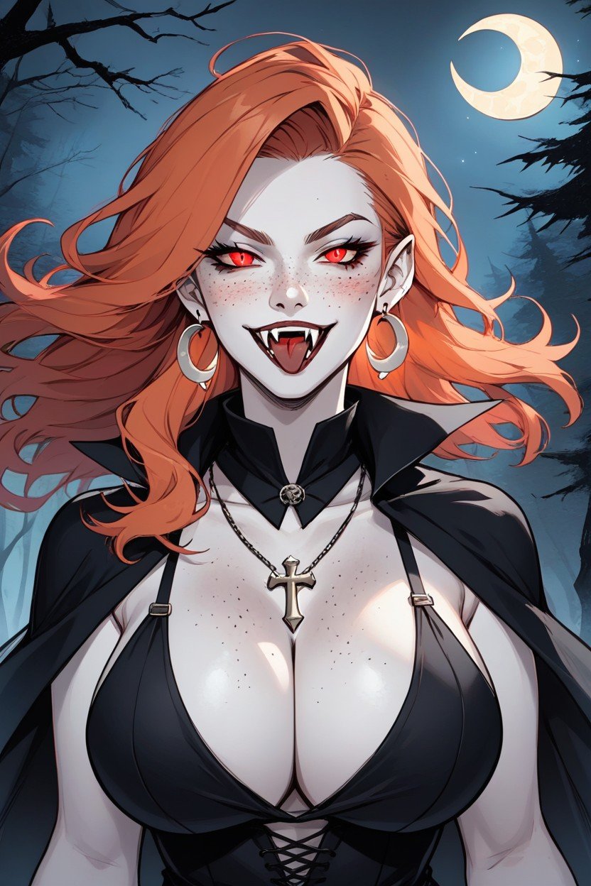 Huge Breasts, Fangs, Ginger HairAI黃漫