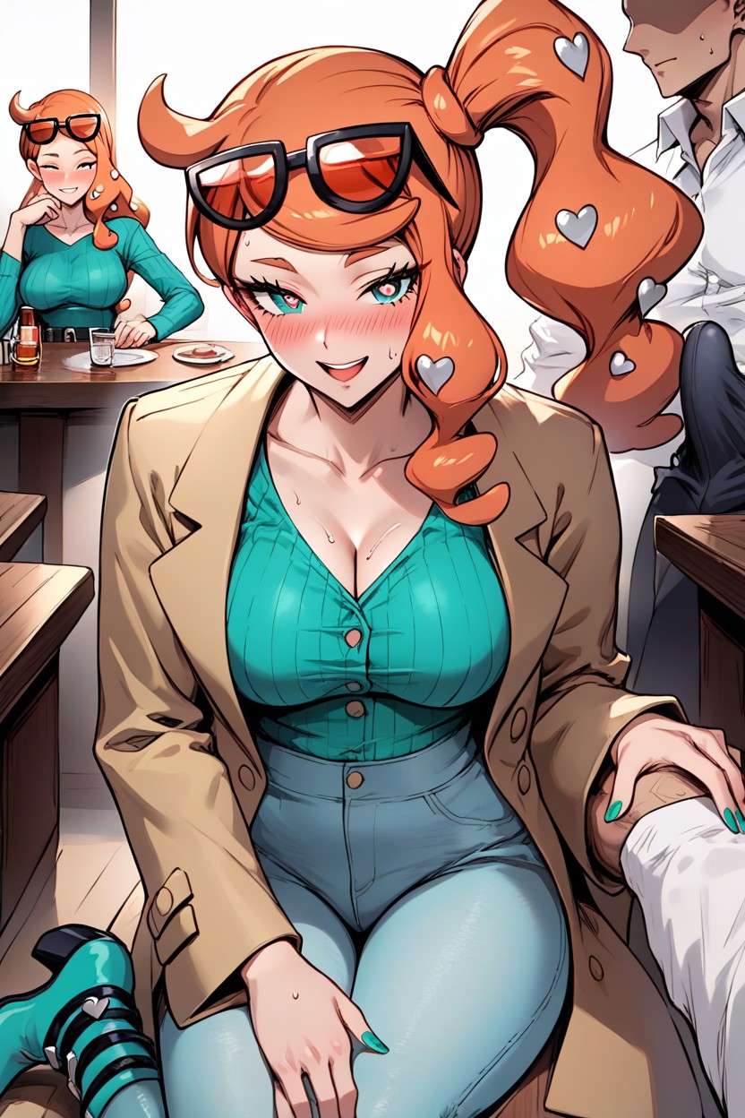 Blush, Green Shirt, Long Sleeves Hentai AI Porn