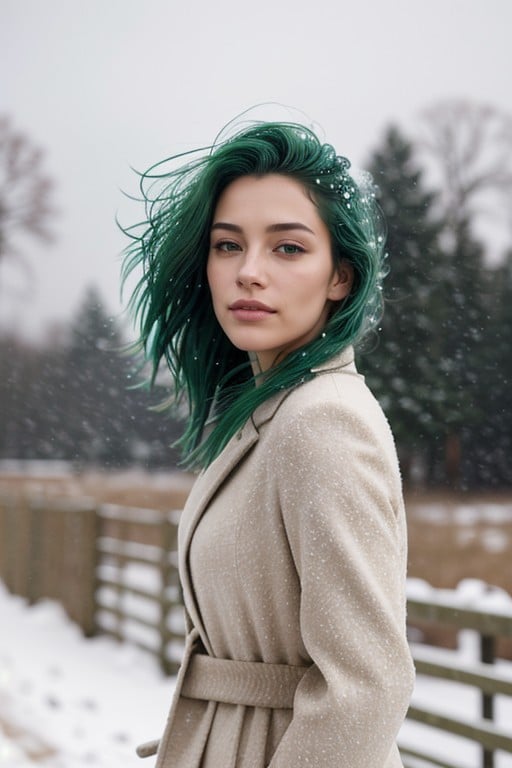 Small Ass, Snowing, Green Hair Asian AI Porn