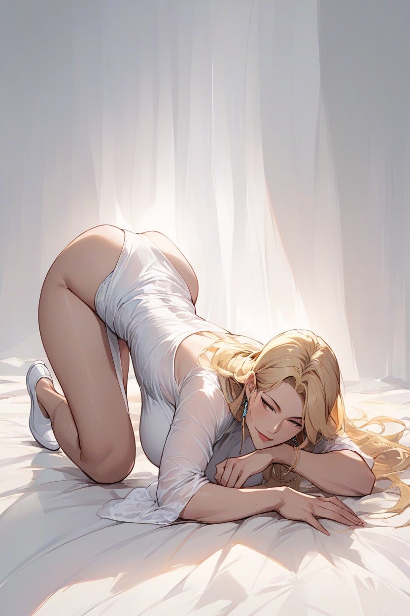 À Quatre Pattes, Cheveux Blond, Corps EntierPorno IA Hentai