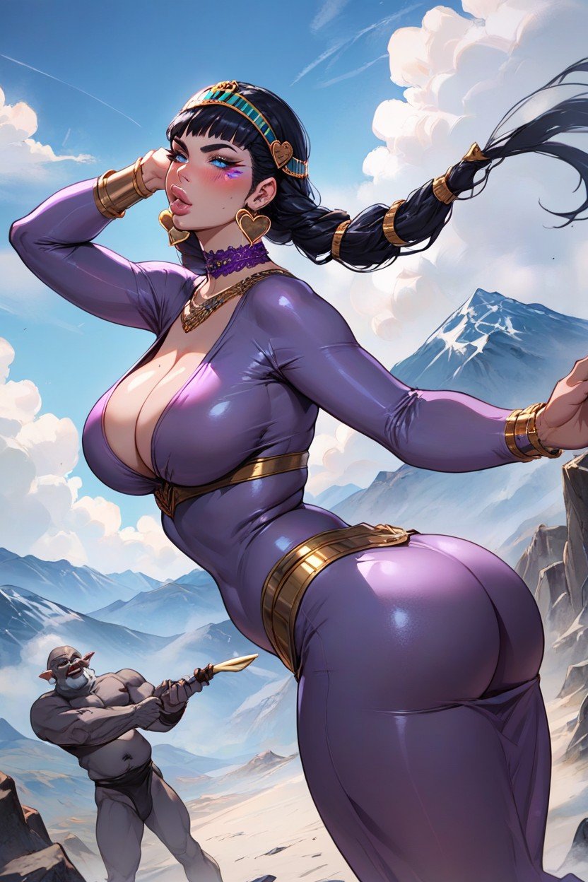 Plump Lips, Round Bubble Butt, Purple BodysuitAI獸人黃片